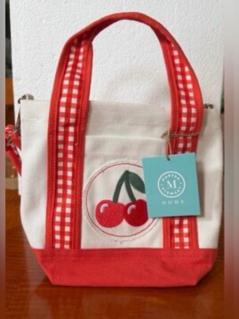 Martha Stewart Canvas Cherry Print Tote with Guitar Strap